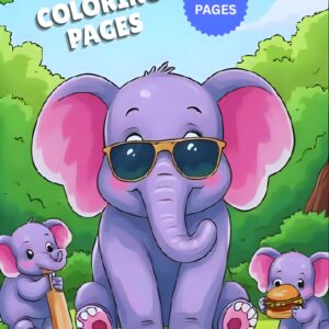 Kids Coloring Pages- Cute Elephants