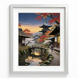 Ancient Kyoto in Autumn — Serene Digital Art Print