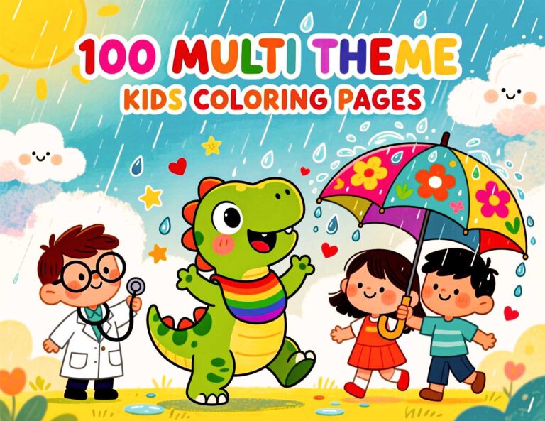 100 Multi theme Kids Coloring Pages